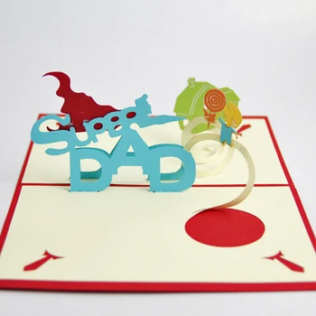 

The super dad card/3D kirigami card/ handmade greeting cards gift for men Free shipping