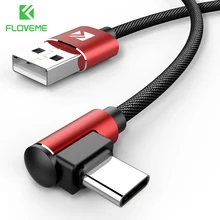 FLOVEME Тип usb C кабель для samsung Xiaomi Mi A2 Pocophone f1 90 градусов данных зарядки Тип-C Зарядное устройство мобильного телефона кабель USB-C type c usb кабель зарядка для телефона переходник usb type c