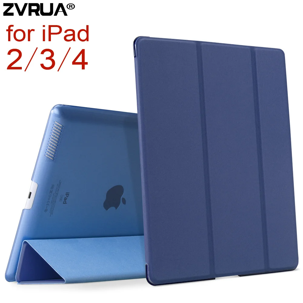 Для iPad 2/3/4, ZVRUA ура Цвет PU Smart Cover чехол Магнит wake up sleep для apple iPad2 iPad3 iPad4 - Цвет: Navy