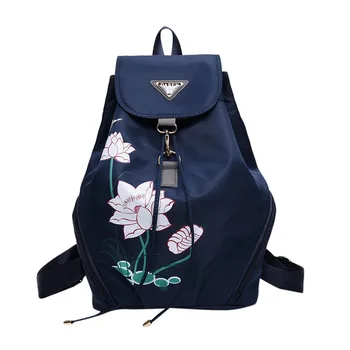

Aelicy 2019 Fashion Women Retro Nylon Lotus Wild large Capacity Large Capacity Backpack Shoulder Bag Travel Bags Hand Luggage