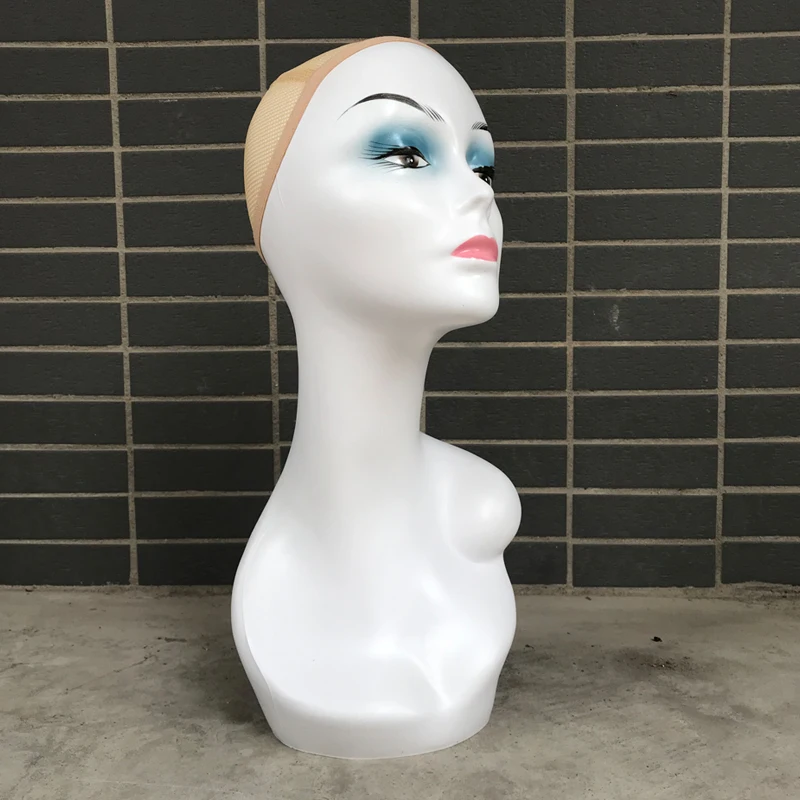 Practical White Skin Female Mannequin Head Wig Cap Scarf Display Manikin Head Holder Stand Model (2)
