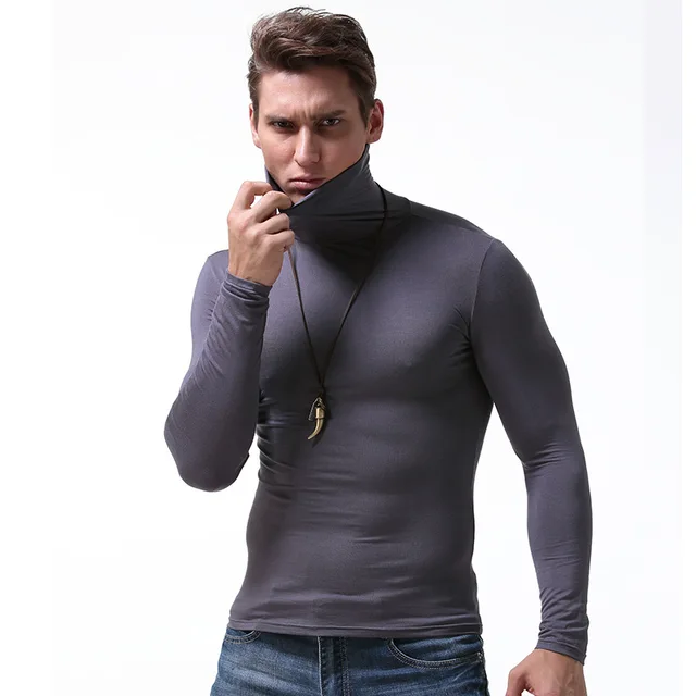 Underwear men modal elastic tight undershirt high neck long johns soft