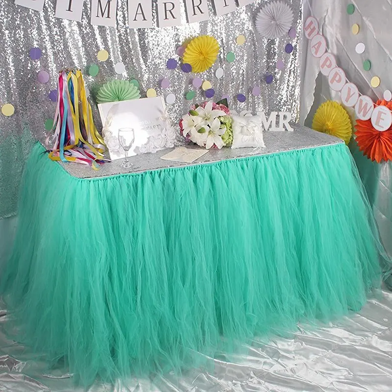Горячая пачка, юбка для стола, праздничная скатерть из тюля, посуда, декор на свадьбу День рождения, Детская душевая юбка для мальчиков и девочек - Цвет: green
