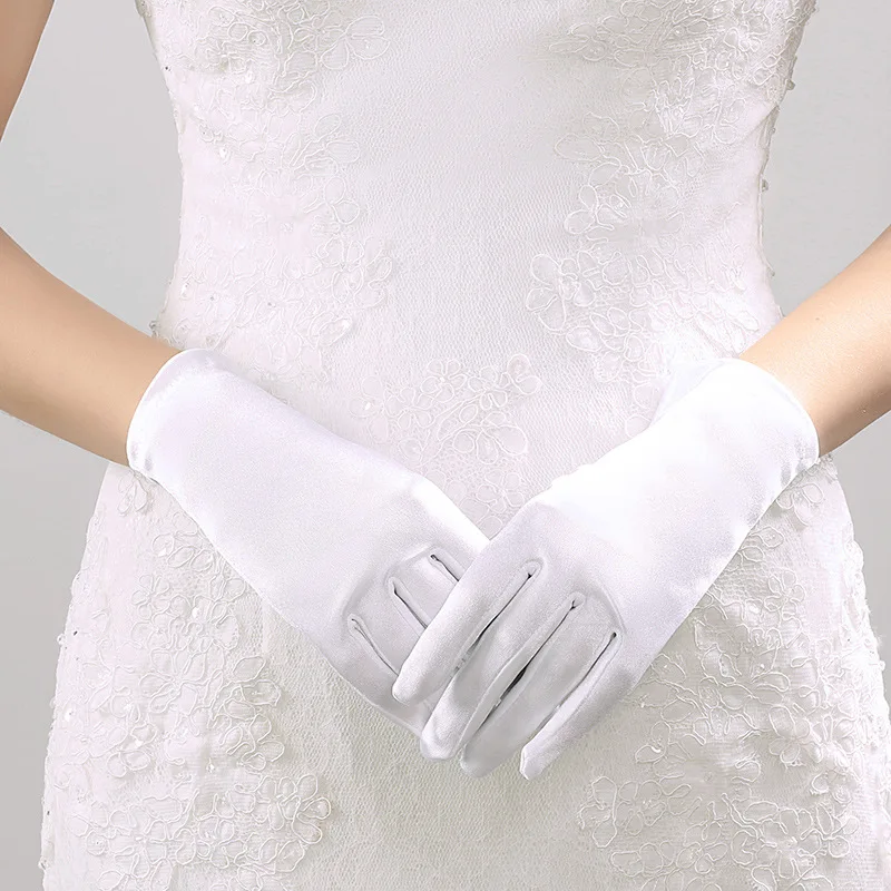 Женские Розовые Свадебные перчатки короткие свадебные перчатки до запястья эластичные перчатки для пальцев новое поступление