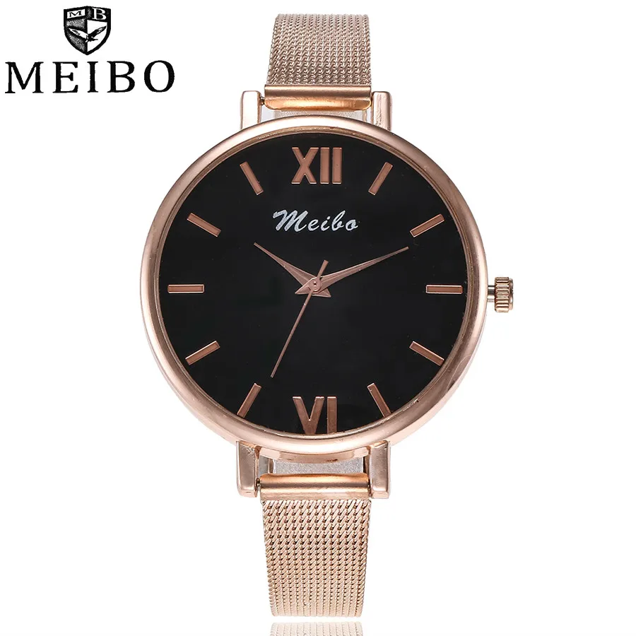 MEIBO для женщин часы Элитный бренд Мода Досуг шнека Тонкий нержавеющая сталь кварцевые часы женские наручные часы zegarek damski 533