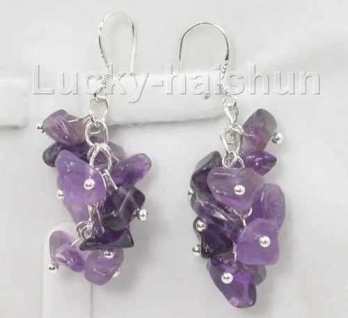 

Hot selling free shipping******** Dangle baroque Genuine 100% natural amethyst earrings 925 silver