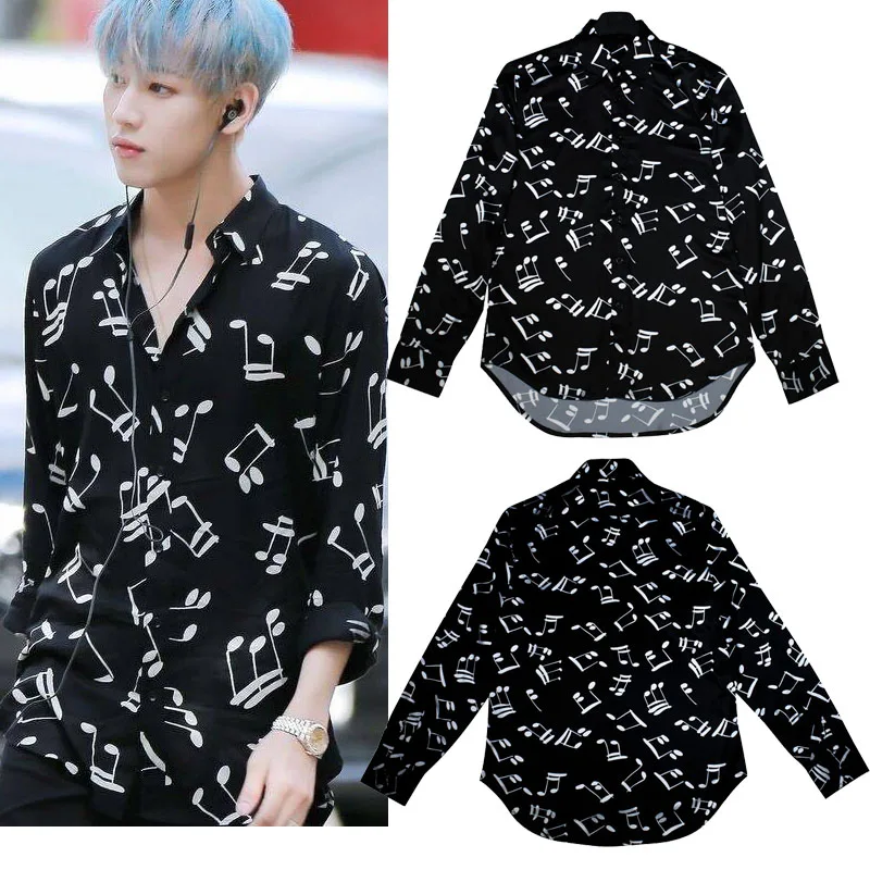 kpop GOT7 Bambam korea music symbols black loose casual long sleeve shirt women hip hop summer cotton Harajuku shirt men clothes