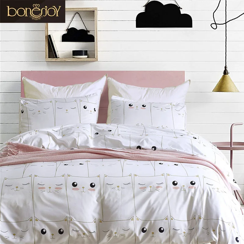 

Bonenjoy Bedding Set Queen Size Cartoon Style roupa de cama for Kids Double Bedding Sheets King Size Bed Linen Cover Pillowcase