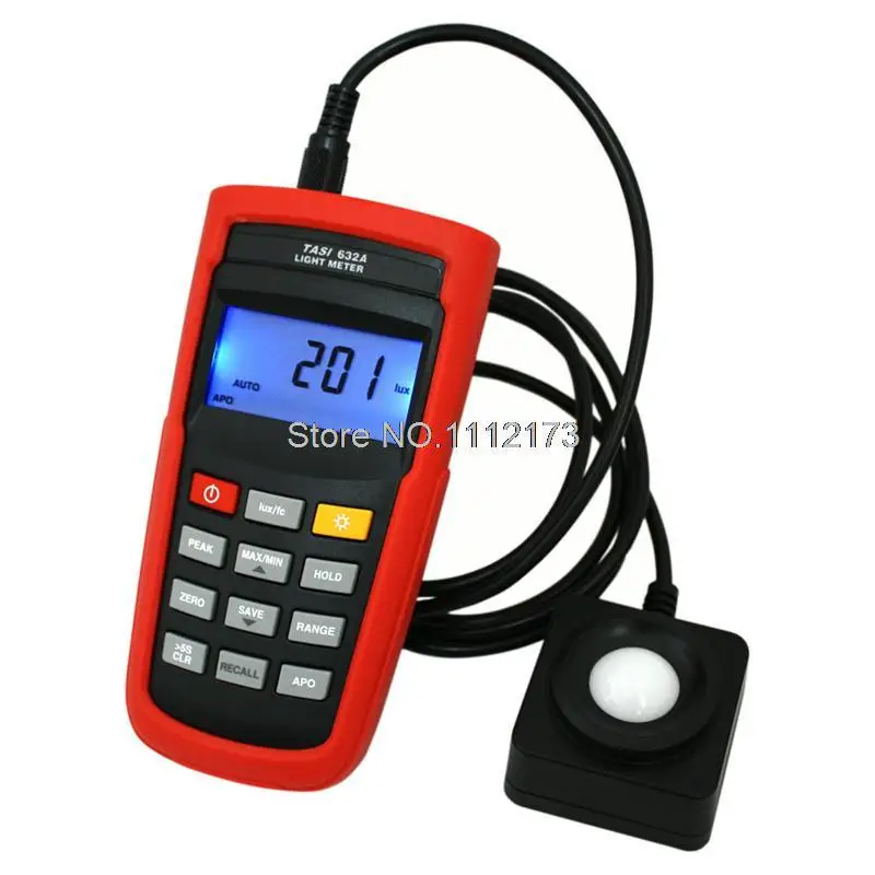 

TASI-632A Digital Light Meter USB & DC Power Luxmeter Meters Digital LCD Backlight illuminometer Storage 128 datas