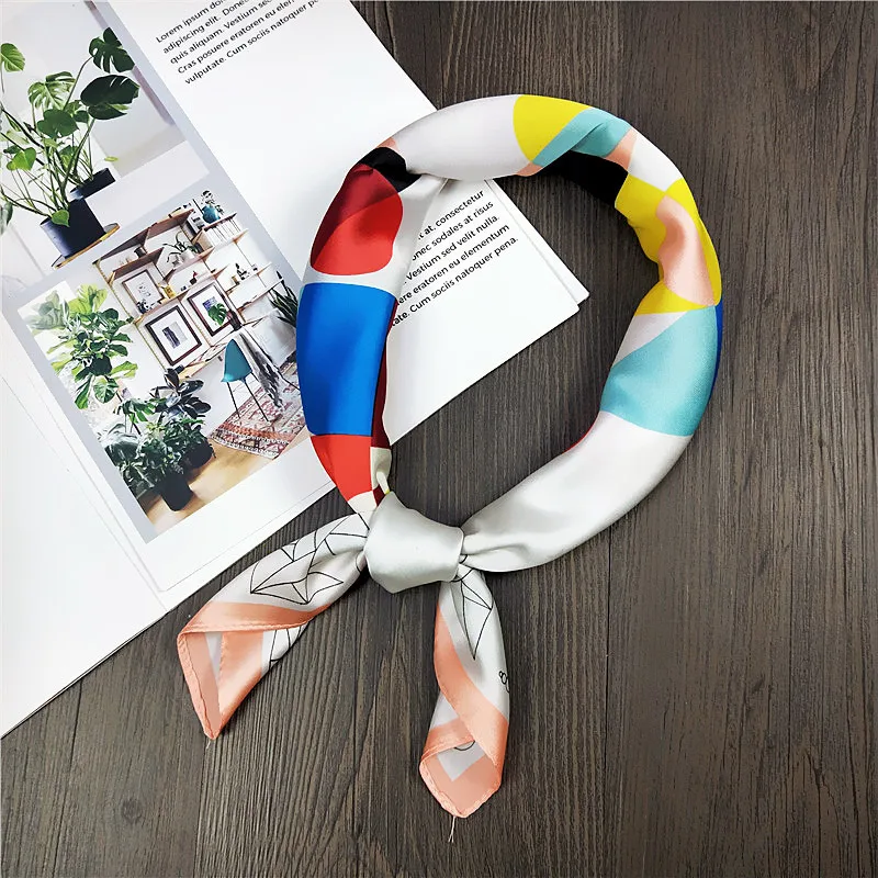 2019 spring summer Women Square scarf Silk satin Head Neck Scarf Skinny Retro Hair Tie Band Small Fashion Square Scarf 60*60cm 2019 spring summer Women Square scarf Silk satin Head Neck Scarf Skinny Retro Hair Tie Band Small Fashion Square Scarf 60*60cm