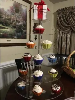 

Large 6-Tier Acrylic Glass Round Cake Stand-Cupcake Stand- Dessert Stand-tea Party Serving Platter for Wedding Party