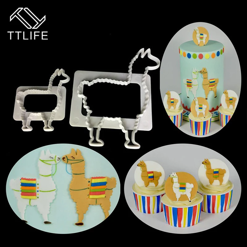 

TTLIFE 2pc Alpaca Shape Fondant Cookie Cutter Jelly Pudding Chocolate Biscuit Mould DIY Cake Decorations Baking Tools