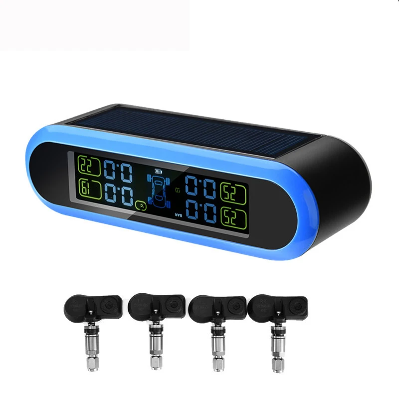 

Solar Energy TPMS LCD Display Car Wireless Tire Tyre Pressure Monitoring System 4 internal Sensors For 4 wheels Cars