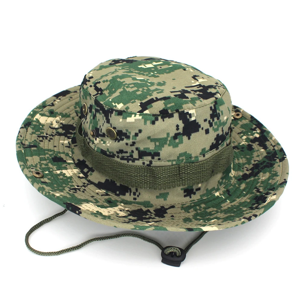 Новая унисекс Панама Boonie шляпа со шнуровкой камуфляж непальская мужская женская шапка рыбак шляпа Военная камуфляжная шляпа для джунглей - Цвет: 1