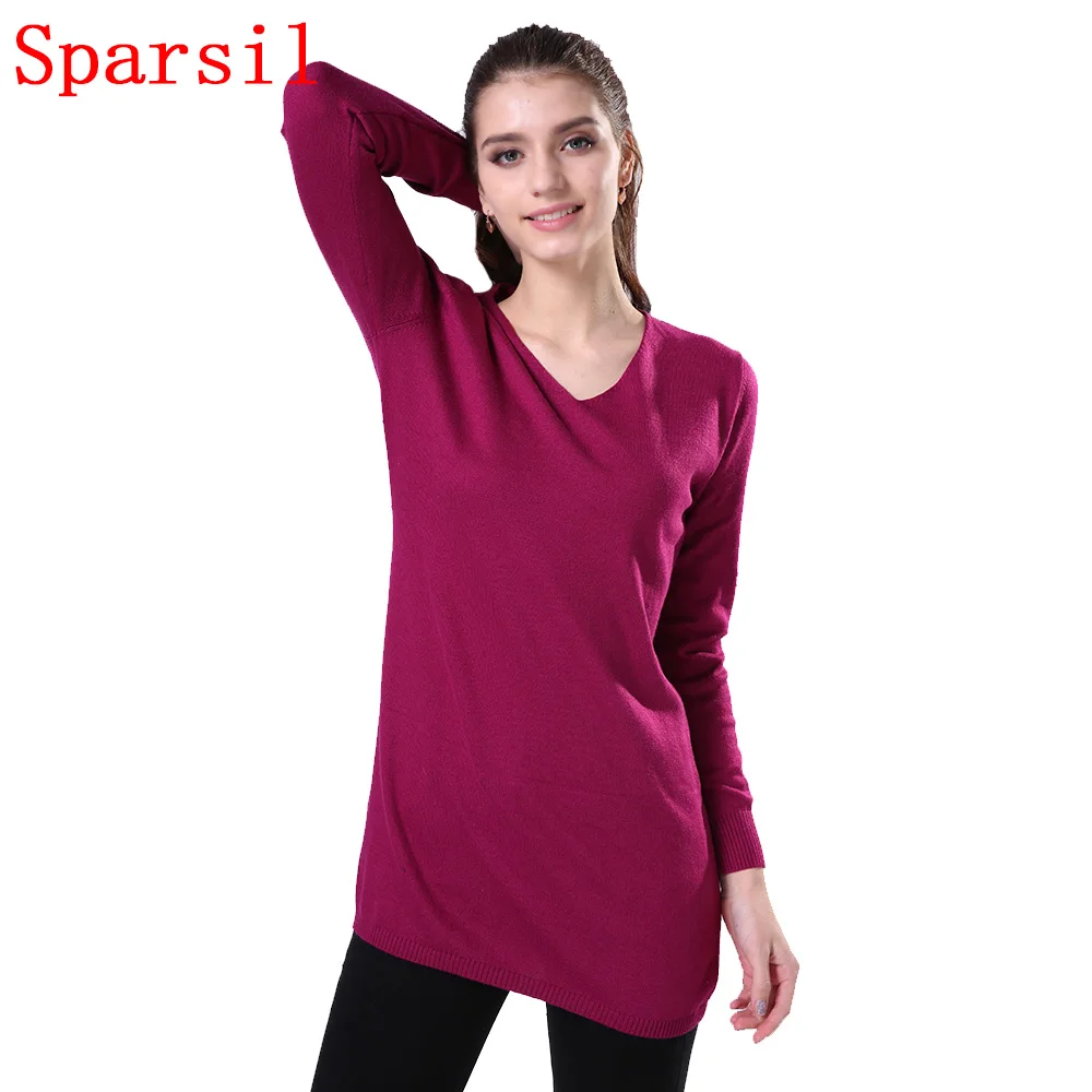 11.11 Sparsil Women Winter Rib Sleeve Cashmere Blend Knitted Pullover Autumn Solid Colors Christmas Knitwear Warm Sweater