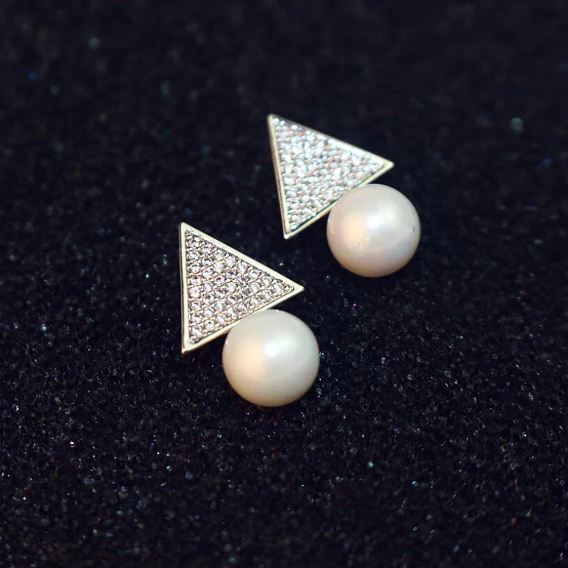 

2018 Hot Sale Geometric Pearl Triangle Earrings Party Earring Geometric Triangle Earrings for Women Fashion Accessories Jewelry