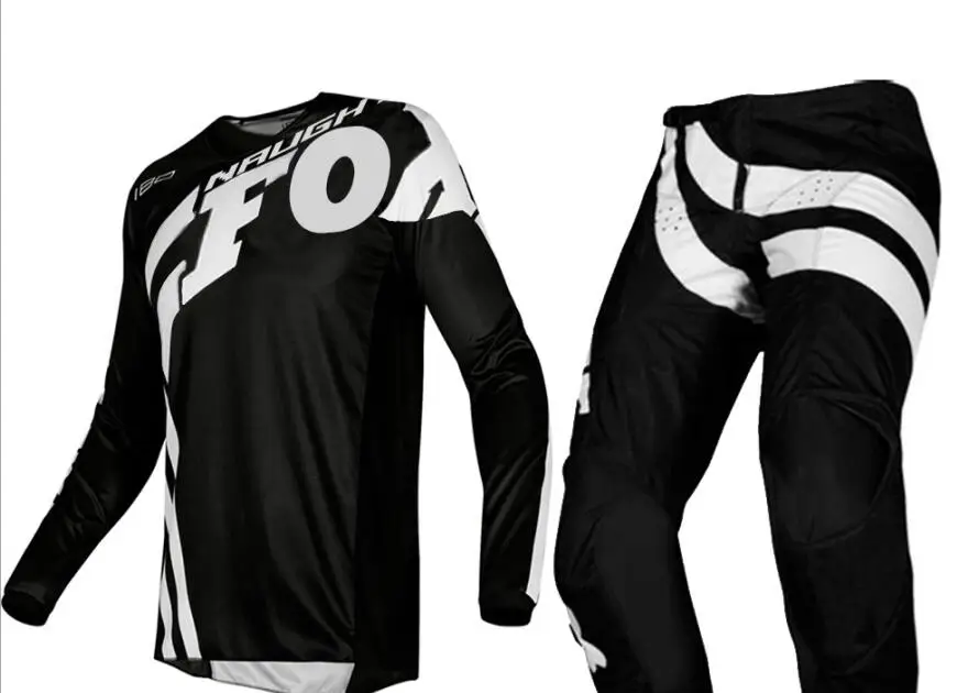 NAUGHTY Fox MX 180 Cota Джерси и брюки комбо для мотокросса, гоночная одежда для внедорожников, набор для взрослых, черный