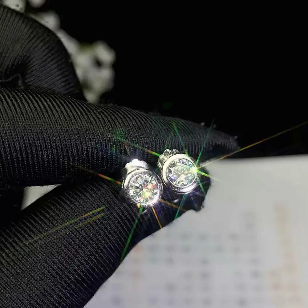 Женские серьги с блестящим кристаллом moissanite из серебра для подарка на день