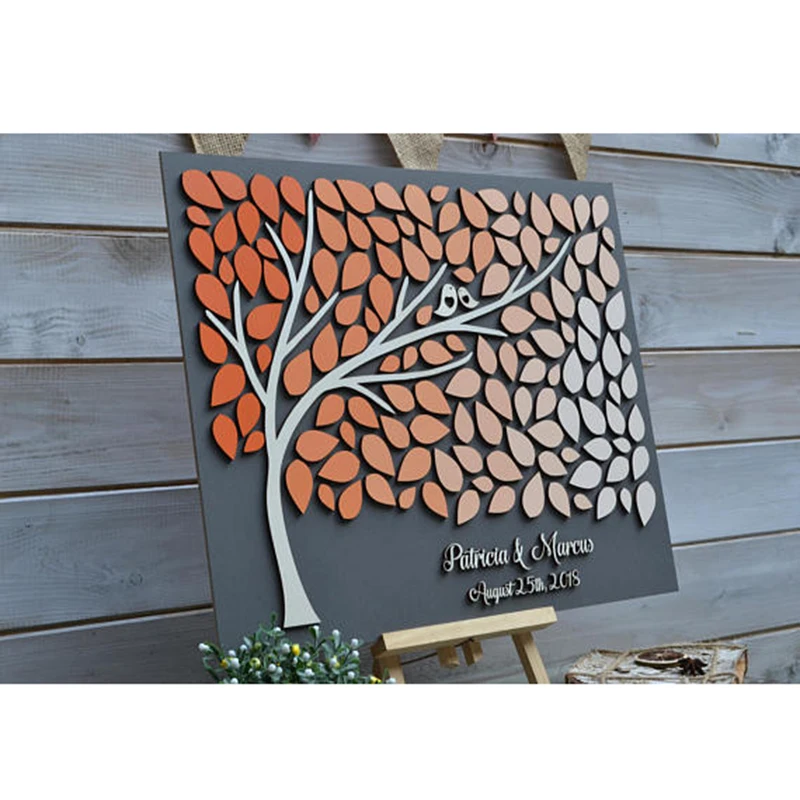 Personalized Wedding Guest Book Alternative Wood, 3D Guest ...