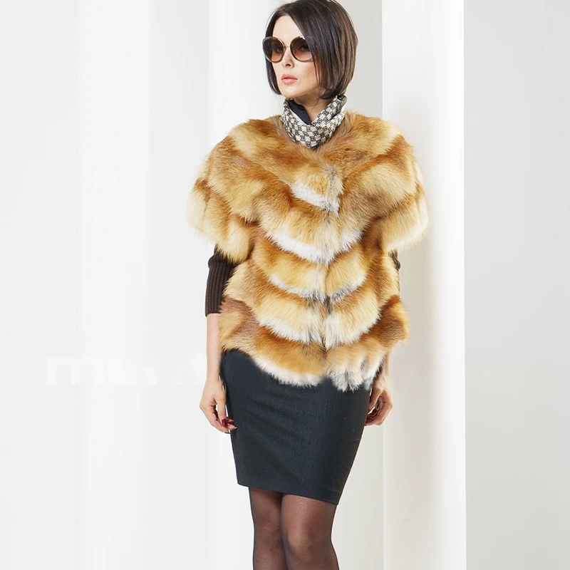 

2019 BFFUR Fashion Real Red Fox Fur Vest Winter Warm Women Fur Sleeveless Jacket Whole Skin Natural Fur Vest Waistcoat