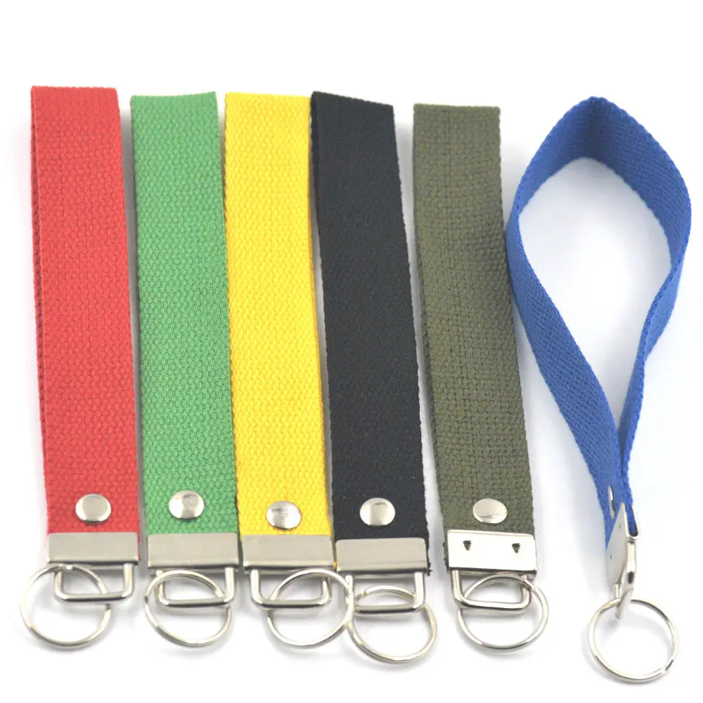 6 PCS 1" 25mm Cotton Key Fob Hardware wrist Wristlets keychain Split