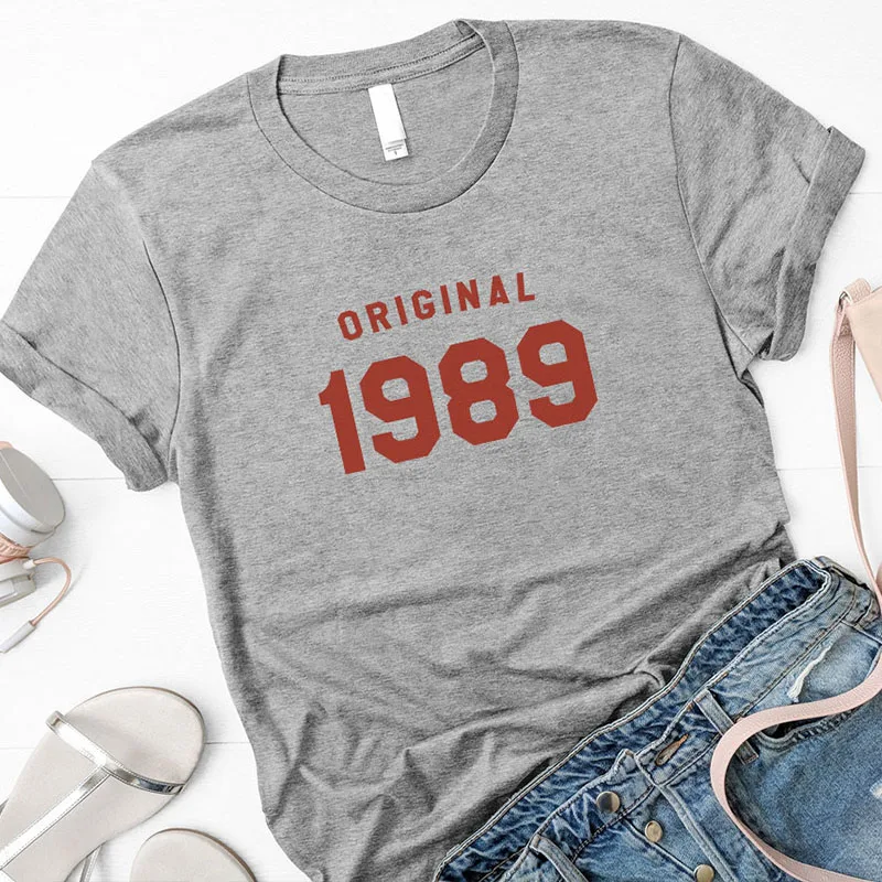 

OKOUFEN 30th Birthday ORIGINAL 1989 T-shirt Summer Short Sleeve Letter Print Female Top Tee New Fashion Cute Tumblr Drop Ship