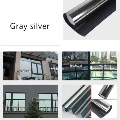 75X200 см, наклейки на окна, теплоизоляционная пленка, непрозрачная, для кухни, однонаправленное зеркало, солнцезащитная, отражающая пленка на окна - Цвет: Gray silver