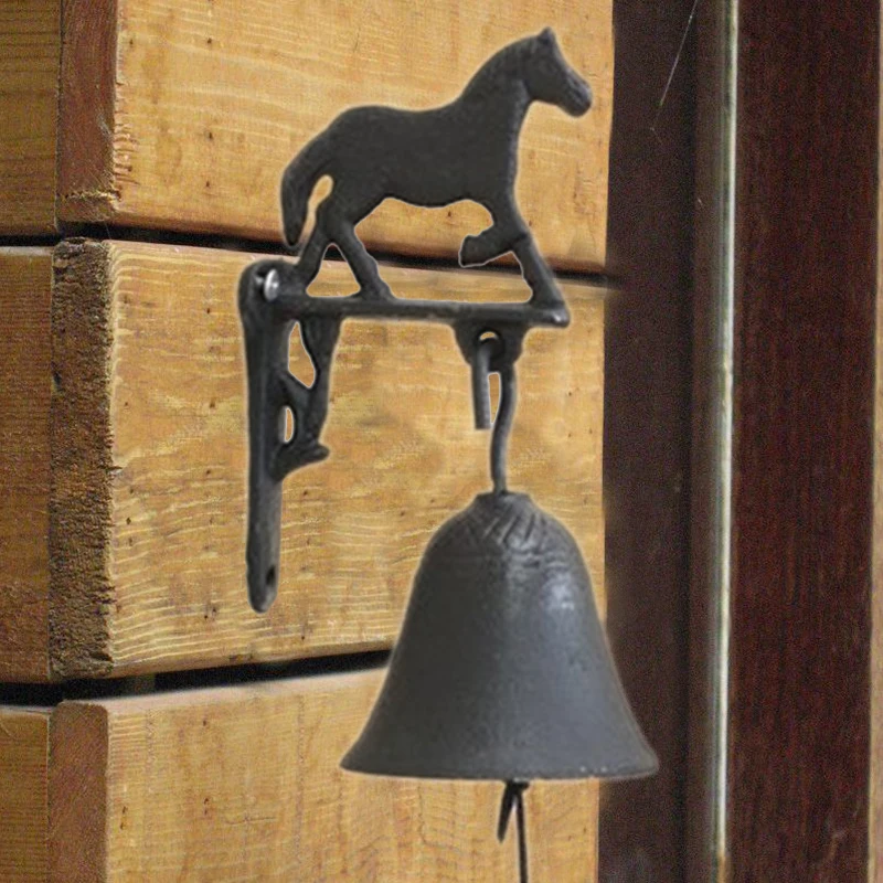 Ретро Железный Декор "лошадь" литой металл ручной работы колокольчик телефон Загородный сад дверь ферма креативный коричневый дом ремесла