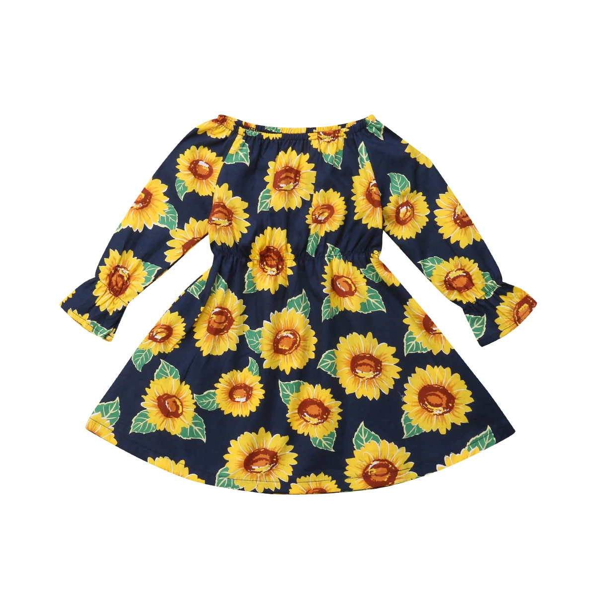 

Pudcoco Toddler Kid Baby Girl Off Shoulder Sunflower Princess Party Dress Long Sleeve Dresses