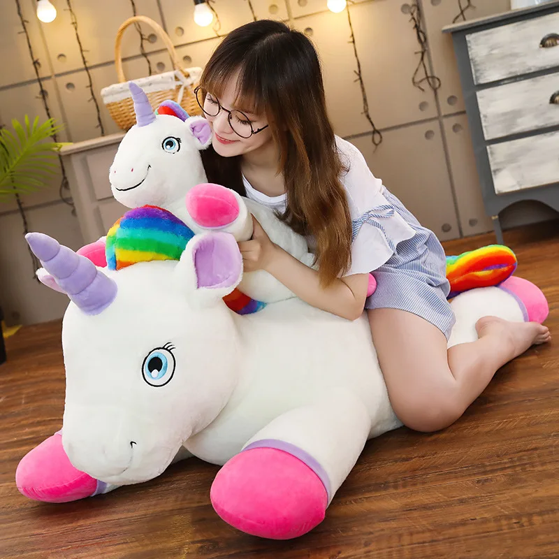 40 100cm Giant Size Rainbow Unicorn Plush Toy Soft Stuffed Cartoon Unicornio Dolls Animal Horse Christmas 2