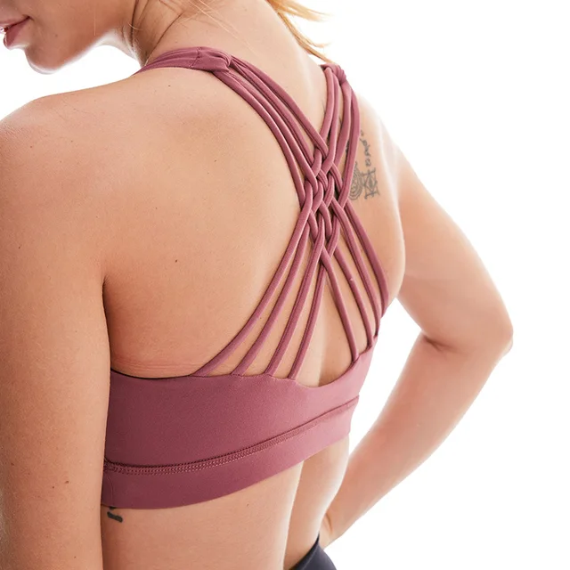US $13.82 Push Up Gym Fitness Sports Bra Women Activewear Tops Padded Back Cross Strappy Workout Yoga Bra Top