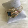 TRENDY BRACELET   GOLD COLOR COLORFUL STONE PENDANT THIN BANGLE 4 IN ONE SET 2