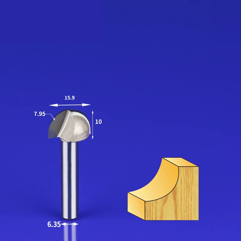 1 шт.-12,7 мм 6,35 мм, ЧПУ Концевая мельница, фрезерный станок по дереву, деревообрабатывающий фрезерный станок, деревообрабатывающий инструмент, 3D Круглый нижний гравировальный станок - Длина режущей кромки: 6.35mm x 15.9mm