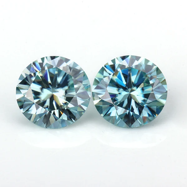 

Loose moissanites stone 6.5mm round 8 hearts&8 arrows cut 1ct Moissanites gemstones synthetik diamonds stone Blue color