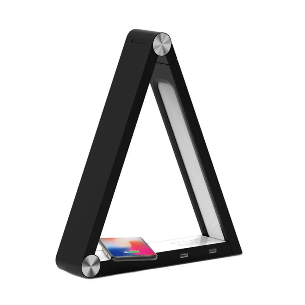 

Smart Home LED Desk Lamp Mobile Phone Wireless Charge Creative Triangle Night Light Touch Dimming Gift USB Lamp New Strange Art