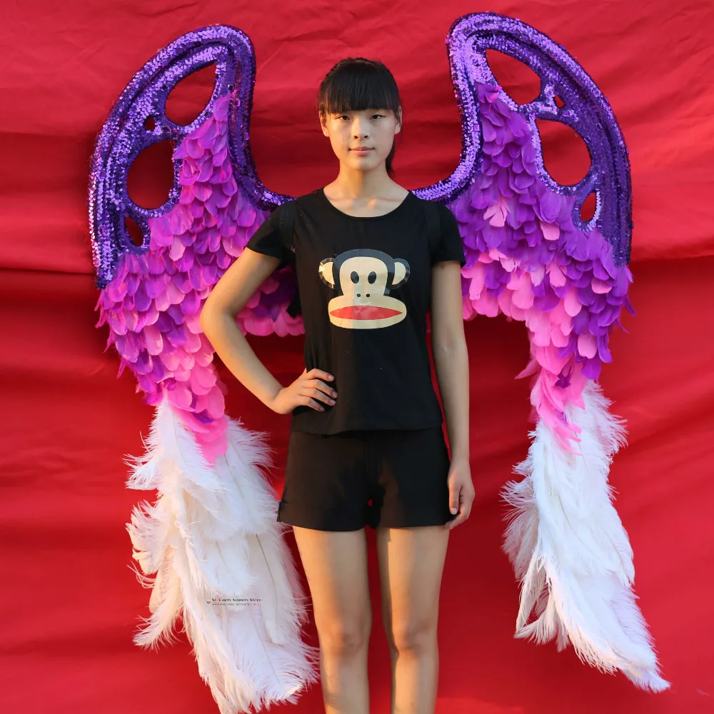 new arrival customize adult sexy luxry devil feather wings party decorations props pure handmade 120150cm ems free shipping