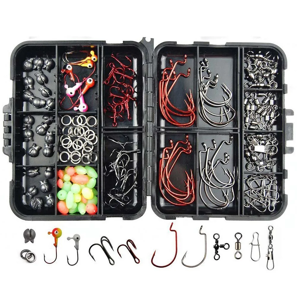 

150pcs/Box Fishing Hooks Sinkers Bullet Bass Casting Sinker Weights Fishing Accessories Set with Tackle Box