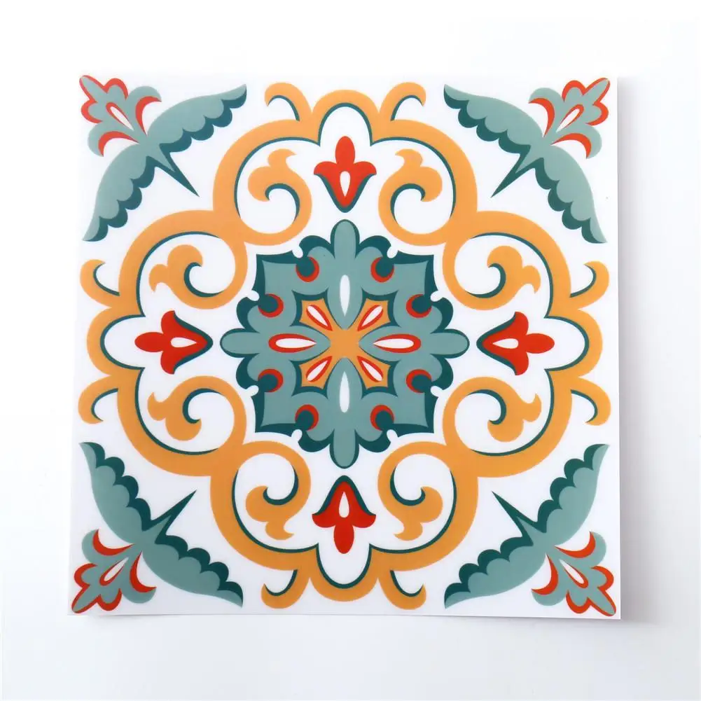 6PCS Nordic Style Retro Tile Sticker 20*20cm Bathroom Kitchen Waterproof Wall Sticker Home Decor Floor Art Mural #CW