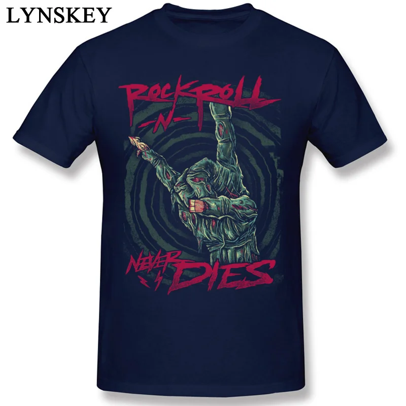 T-Shirt Short Sleeve Family Company Rock N Roll Never Dies Round Collar 100% Cotton Adult Summer Fall Tops T Shirt Family Tee Shirt navy ablue