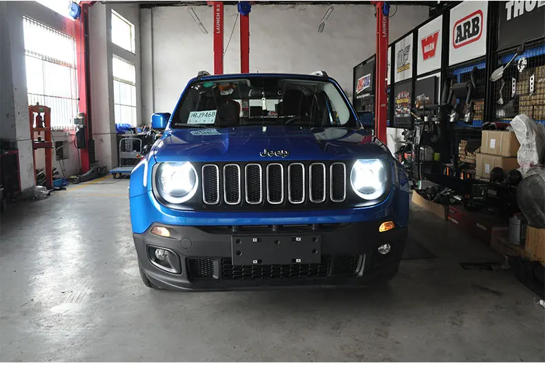 Автомобильный Стильный чехол на голову для Jeep Renegade фары Renegade- светодиодный фонарь DRL Объектив Двойной Луч Биксенон HID