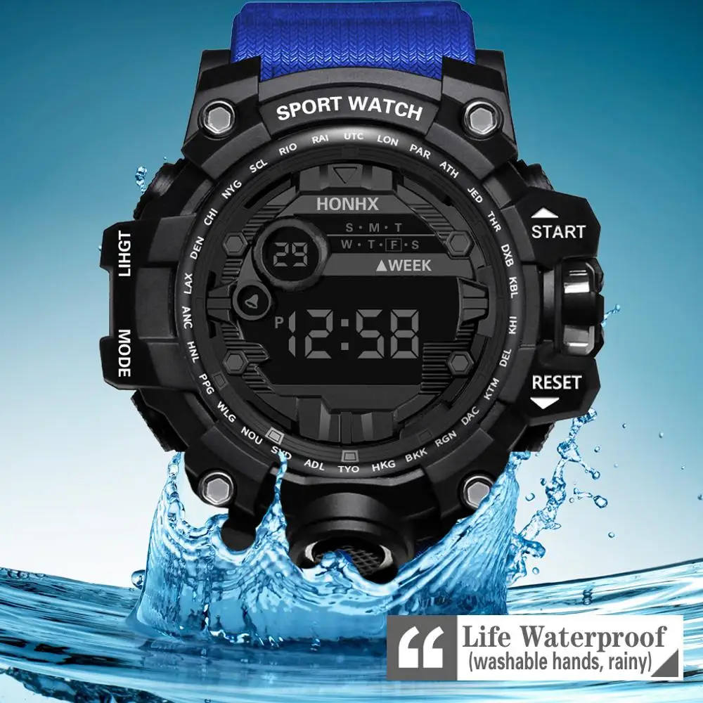 Горячие мужские спортивные многофункциональные часы Военные Спортивные часы светодиодный цифровой двойной ход Мужские t пластиковые наручные часы Reloj Relogio D4