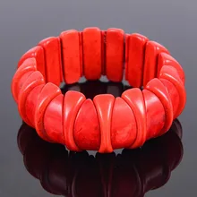 Белый красный синий стрейч браслет из говлита наручные обернутые широкие браслеты в форме ногтя камни браслеты для мужчин исцеляющее ювелирное изделие D038