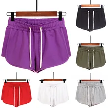 Летние женские шорты больших размеров с высокой шнуровкой, повседневные спортивные брюки, свободные широкие брюки для фитнеса, йоги, домашние свободные, с эластичной резинкой на талии, однотонные