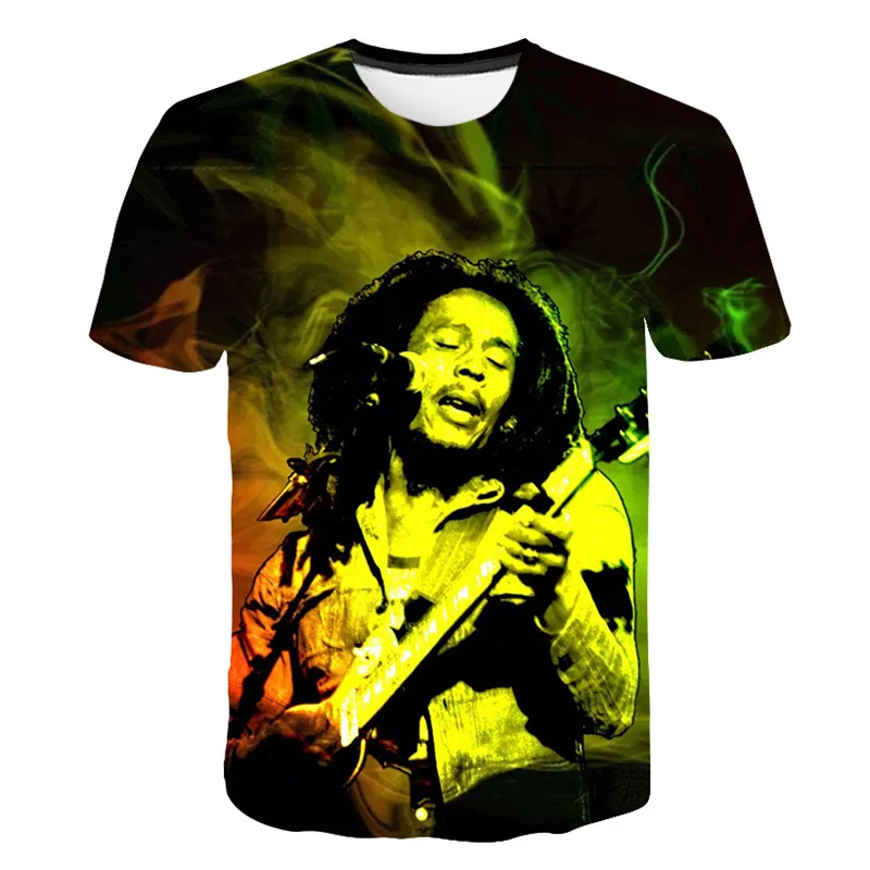 

Summer New Men Men Fashion Sweatshirt 3D Print Singer Bob Marley T Shirt Short Sleeve Top Harajuku Casual Pullover