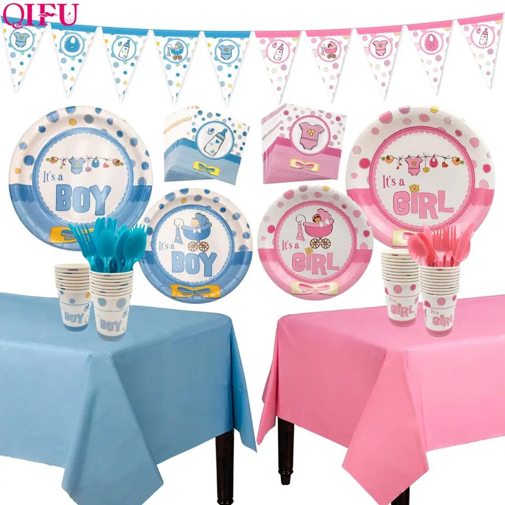 QIFU Baby Shower Boy Girl Its a Girl Blue Pink Balloon Party Decoration First Birthday Gender Reveal BabyShower Party Supplies