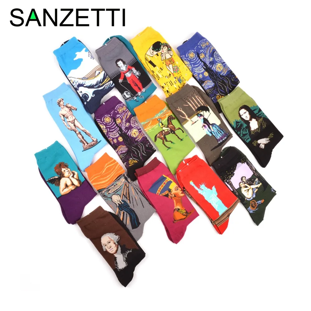 SANZETTI 5 пар/лот новинка модные мужские носки из чесаного хлопка повседневные