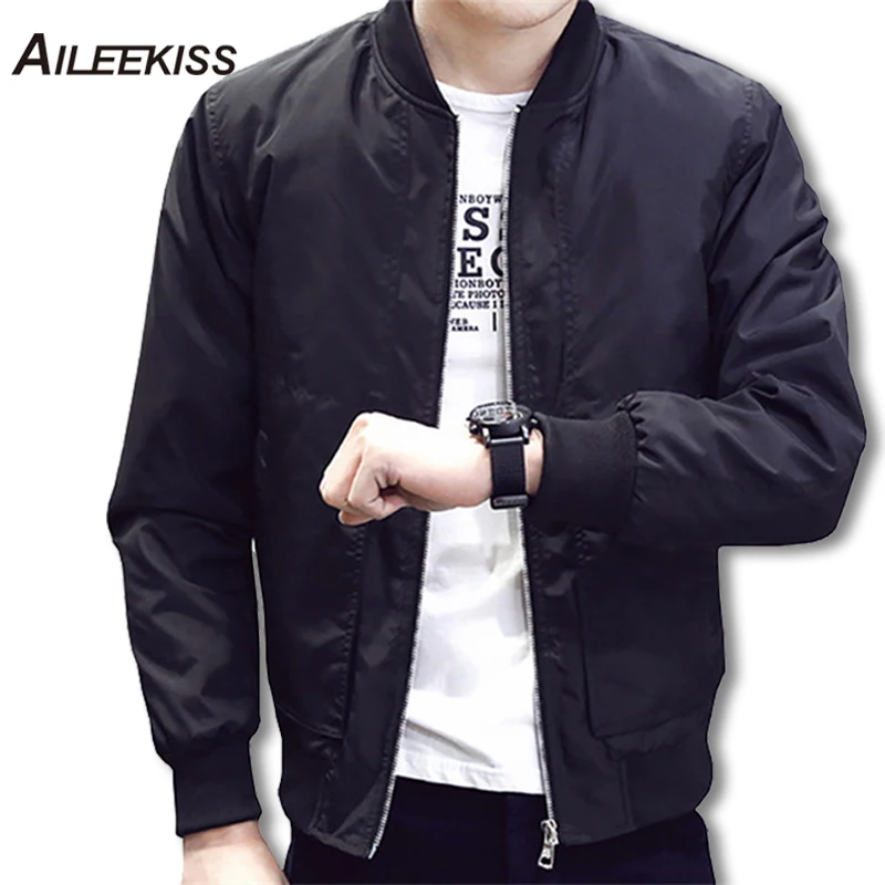 2018 Spring Autumn Casual Solid Fashion Slim Bomber Jacket