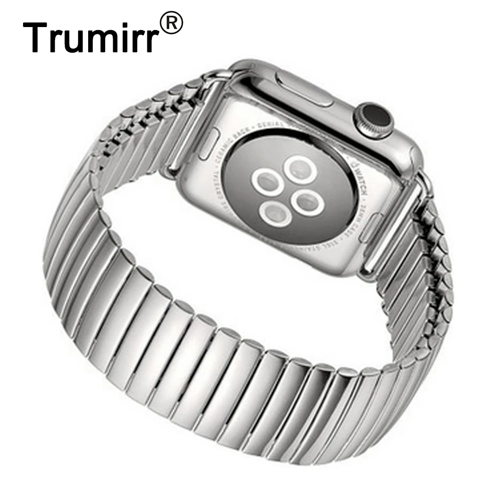 

Elastic Watchband for iWatch Apple Watch 38mm 40mm 42mm 44mm Series 4 3 2 1 Stainless Steel Bracelet Accessory Band Strap Silver