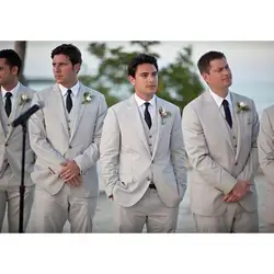 Индивидуальный заказ серый Нотч 2 кнопки костюмы Мода best мужские свадебные женихов Для мужчин смокинги комплект из 3 предметов Для мужчин