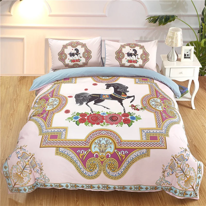 

Home Textile Double kit Comfortable Blast Rainbow Unicorn Bedding Three-piece set of children's covers polyester fiber Grinder